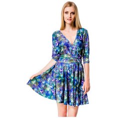 Синее летнее платье с принтом Перо павлина Mondigo (6648, синий, размер: 46)