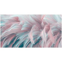Фотообои Перья в бирюзовых и розовых тонах/ Красивые уютные обои на стену в интерьер комнаты/ 3Д расширяющие пространство над кроватью или над столом/ На кухню в спальню детскую зал гостиную прихожую/ размер 500х270см/ Флизелиновые
