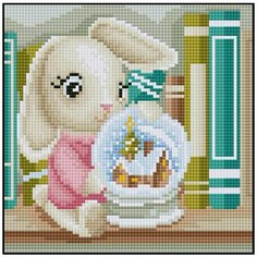 Алмазная мозаика Алмазная Фея 0094. Зайка на полке