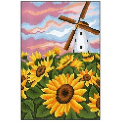 Алмазная мозаика Алмазная Фея 0038. Мельница и подсолнухи