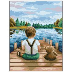 Алмазная мозаика Алмазная Фея 0087. Малыш и мишка