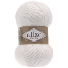 Пряжа ALIZE «Alpaca royal» 100гр/250м, 55 % акрил/30 % альпака/15 % шерсть, (055-белый) 5 шт.