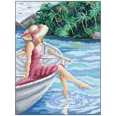 Алмазная мозаика Алмазная Фея 0124. Девушка в лодке