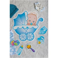 Двухсторонняя подвеска гирлянда на выписку из роддома "Малыш" в голубых тонах Свадебная мечта