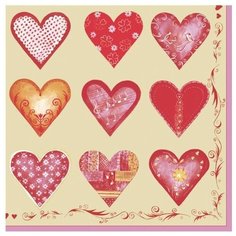 Салфетки сервиров.Daisy, Сердца на беж., 33х33х3сл., 20шт Pol Mak