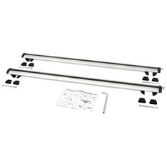 комплект дуг и опор AMOS Alfa на рейлинги для Toyota Land Cruiser 200 (2007-н.в.), 1.4м, с замками серебристый Амос