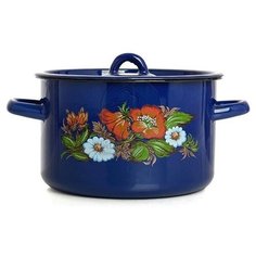 Кастрюля эмал.цил.2,9л син. Шиповник 1с16с/1 СтальЭмаль