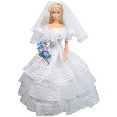 Модница Свадебное платье из шелка с фатой для куклы 29 см белый/серебристый