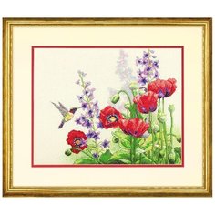 Dimensions Набор для вышивания крестиком Hummingbird and Poppies 35,5 х 27,9 см (35344)