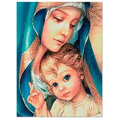 Алмазная мозаика на подрамнике, ТМ Цветной, "Мадонна" LG237 40х50, полная выкладка.