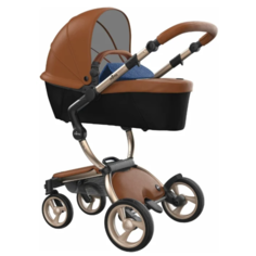 Коляска-трансформер Mima Xari (2 в 1), camel/denim blue/champagne frame, цвет шасси: золотистый