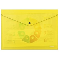 ErichKrause Папка-конверт на кнопке Glossy Neon, полупрозрачная, А4, пластик (50300)