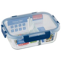 Контейнер GLASS CLIPS прямоугольный из боросиликатного стекла с разделителем 980мл Decor