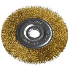 Щетка Stayer "Profi" дисковая для УШМ 150х22 мм; витая стальная латунированная проволока; 0.3мм
