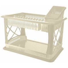 Сушилка для посуды с поддоном 2-х ярусная "Лилия" с сушилкой для столовых приборов ваниль Nice&Price
