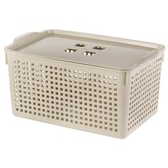 Корзинка для хранения с крышкой "Лофт", цвет: латте, 29,5x18,5x14,5 см, 5,3 литра Violet