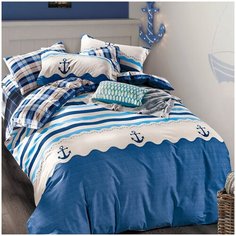 Комплект постельного белья Сатин-Комфорт 15-79 Хлопок 100%, 2-х-спальный, Синий Tana