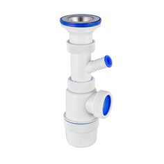 Сифон для моек и раковин элит с нержавеющей чашкой D70 мм и отводом для ст. м. (1 1/2 - D40 мм), VIRPlast (Россия), арт 30980614