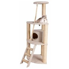 Домик для кошек JOY/угловой/игровой комплекс с когтеточками из ткани с сизалью/ 50х50х142см /домик с канатом Шурум бурум