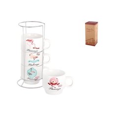 Набор кружек 120мл на подставке Фламинго 5112 Коралл