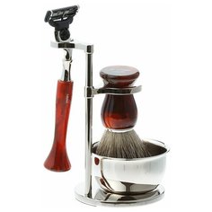 Бритвенный набор IL Ceppo: станок, помазок, чаша, подставка, коричневый цвет