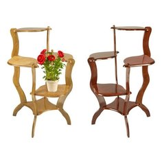 Деревянная подставка для цветов - Д-3 цв. "Слоновая кость", Габ. разм. 970х700х700 mm, полка d-280 mm Аква Сервис