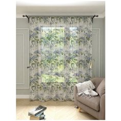 Тюль Костромской текстиль Гортензии (300*260), голубой/белый