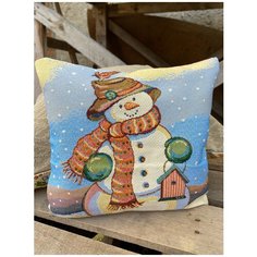 Чехол на подушку Снеговик с домиком 30х30см МТОК