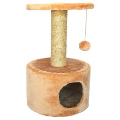 Домик для кошек c сизалевой когтеточкой, круглый, 38х38х60см Шурум-Бурум бежевый