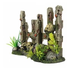 Декорация для аквариума AQUA DELLA"Ограда с черепом", коричневая, 19.5x8x12.8см