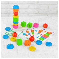 Краснокамская игрушка Пирамидка "Геометрия", 22 детали