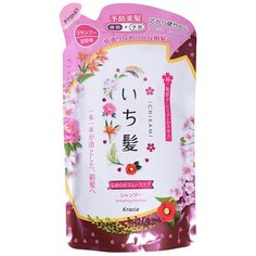 Kracie шампунь Ichikami для поврежденных волос разглаживающий с ароматом горной сакуры, 340 мл