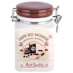 Банка для сыпучих продуктов с клипсой Кофе 900мл Коралл