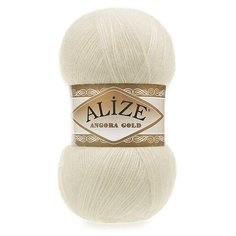 Пряжа Alize Angora Gold, 20 % шерсть, 80 % акрил, 100 г, 550 м, 5 шт., 01 кремовый