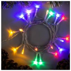 Гирлянда "Нить" 2 м , IP20, прозрачная нить, 20 LED, свечение мульти, 2 режима, 3 х AA Luazon Lighting