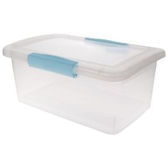 Ящик для хранения BranQ Laconic с защелками 9 л 315х235х148 мм небесный прозрачный