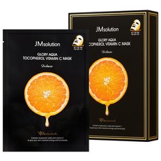 JMsolution Тканевая маска с витамином С и пептидами для выравнивания тона GLORY AQUA TOCOPHEROL VITAMIN C MASK DELUXE, 10 шт