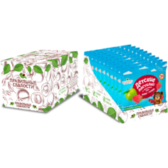 Пастила Правильные сладости детская из фруктового пюре Яблоко и малина, 10 шт. по 55 г