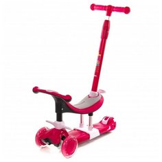 Самокат-беговел 3 в 1 с сиденьем и родительской ручкой Scooter Micar Dino 2021 Розовый