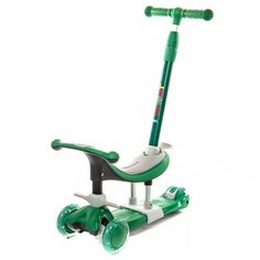 Самокат-беговел 3 в 1 с сиденьем и родительской ручкой Scooter Micar Dino 2021 Зелёный