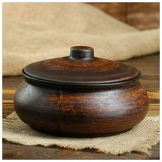 Горшок для запекания "Лоли" Skiico Kitchenware 1 л / Глиняный горшок для запекания гладкий коричневый