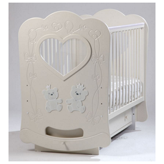Кроватка Лель Baby Sleep-2 Лель Сердце,накладки мишки, ваниль
