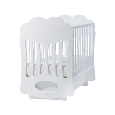 Кроватка Лель Baby Sleep-1 Облачко, бабочки со стразами, белый жемчуг