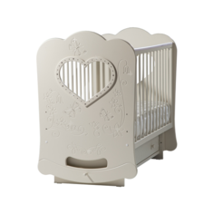 Кроватка Лель Baby Sleep-2 Сердце, бабочки без страз, ваниль