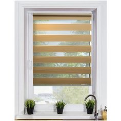 Рулонная штора с эффектом «день-ночь» LM DECOR Грация LB10-25 (песочный), 64х215 см