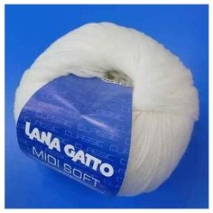 Пряжа Италия «MIDI SOFT» (10001-отбелка) 100% меринос экстрафайн 50гр, 142м Lana Gatto