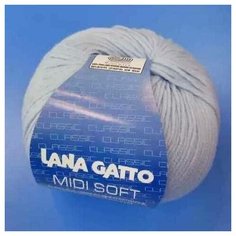 Пряжа Италия «MIDI SOFT» (12260- бледно-голубой) 100% меринос экстрафайн 50гр, 142м Lana Gatto
