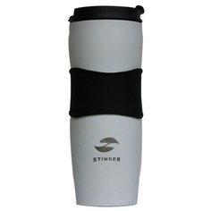 Термокружка Stinger, 0,4 л, сталь/пластик/силикон, белая, 7,2х19,4 см