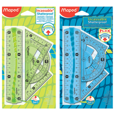 Набор чертежный малый MAPED «Flex Mini» (линейка 15 см, 2 угольника, транспортир), ассорти, блистер