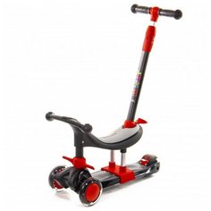 Самокат-беговел 3 в 1 с сиденьем и родительской ручкой Scooter Micar Dino 2021 Чёрно-красный